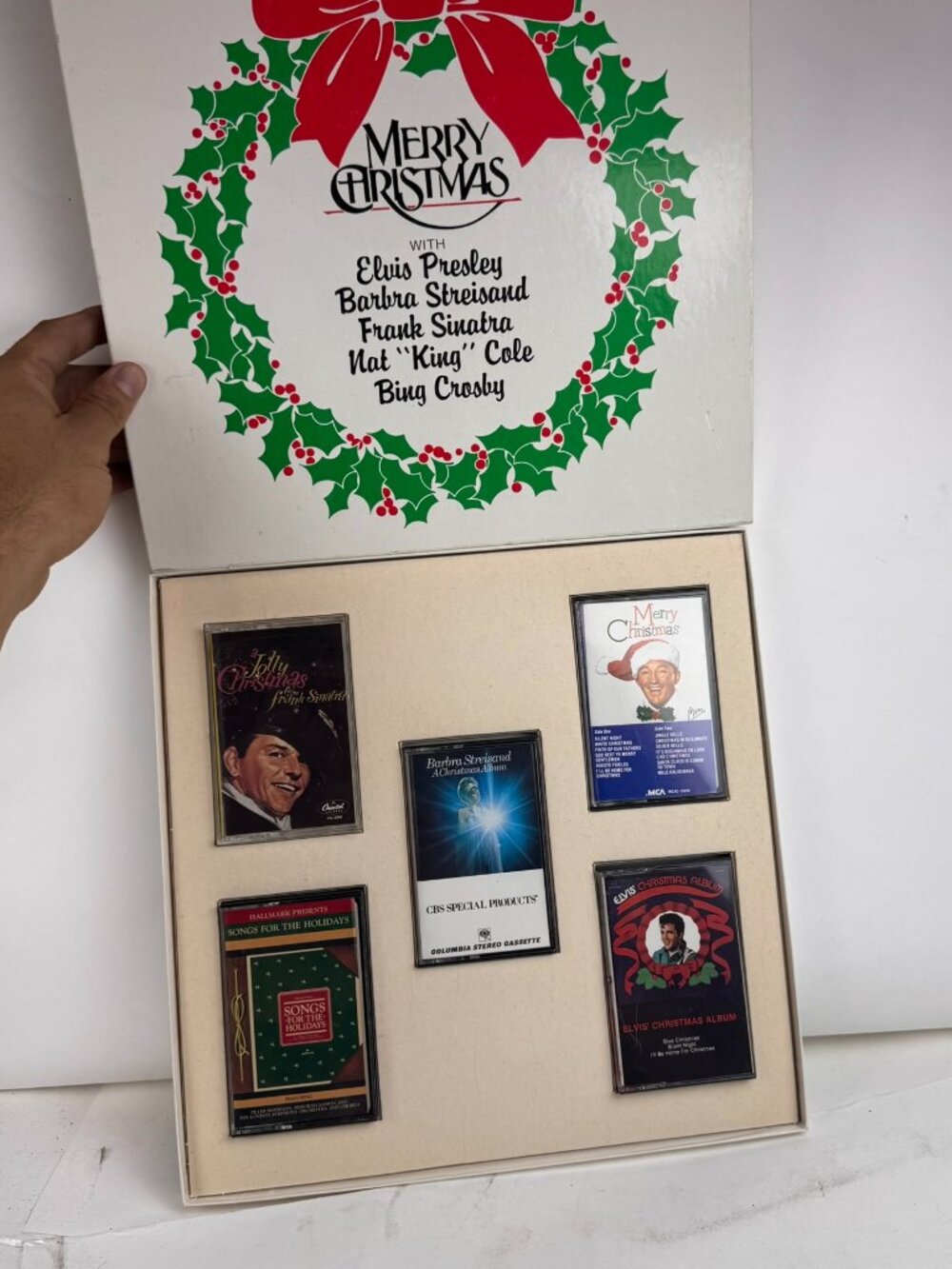 Christmas Gift Set ELVIS STREISAND SINATRA NAT COLE BING CROSBY 5 Cassette Set